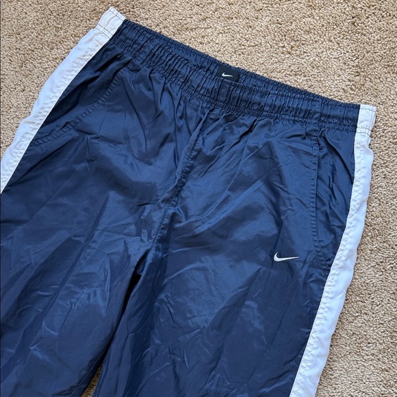 Vintage Nike 90s Navy White Stripe Track Straight Leg Pants - Picture 2 of 9